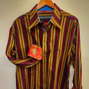 Robert Graham XL Burgandy and Gold Long Sleeve Shirt